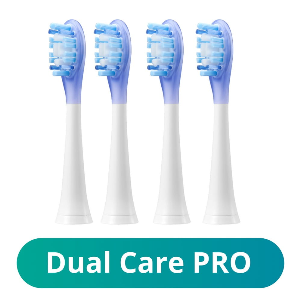 Сменные насадки Meriden Sonic+ Smart+ DualCare Pro, щетина разной жёсткости, белые, 4 шт