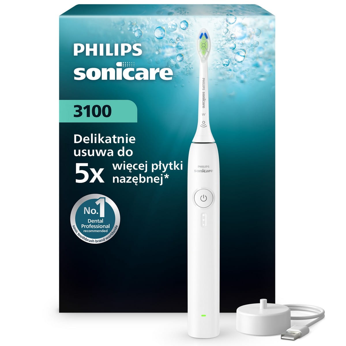 Звуковая зубная щётка Philips Sonicare 3100 Series HX4031 White, с датчиком давления