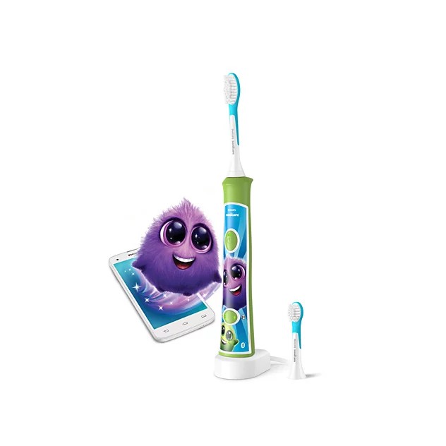 Звуковая зубная щётка для детей Philips Sonicare For Kids HX6352 Green, 2 насадки, Bluetooth